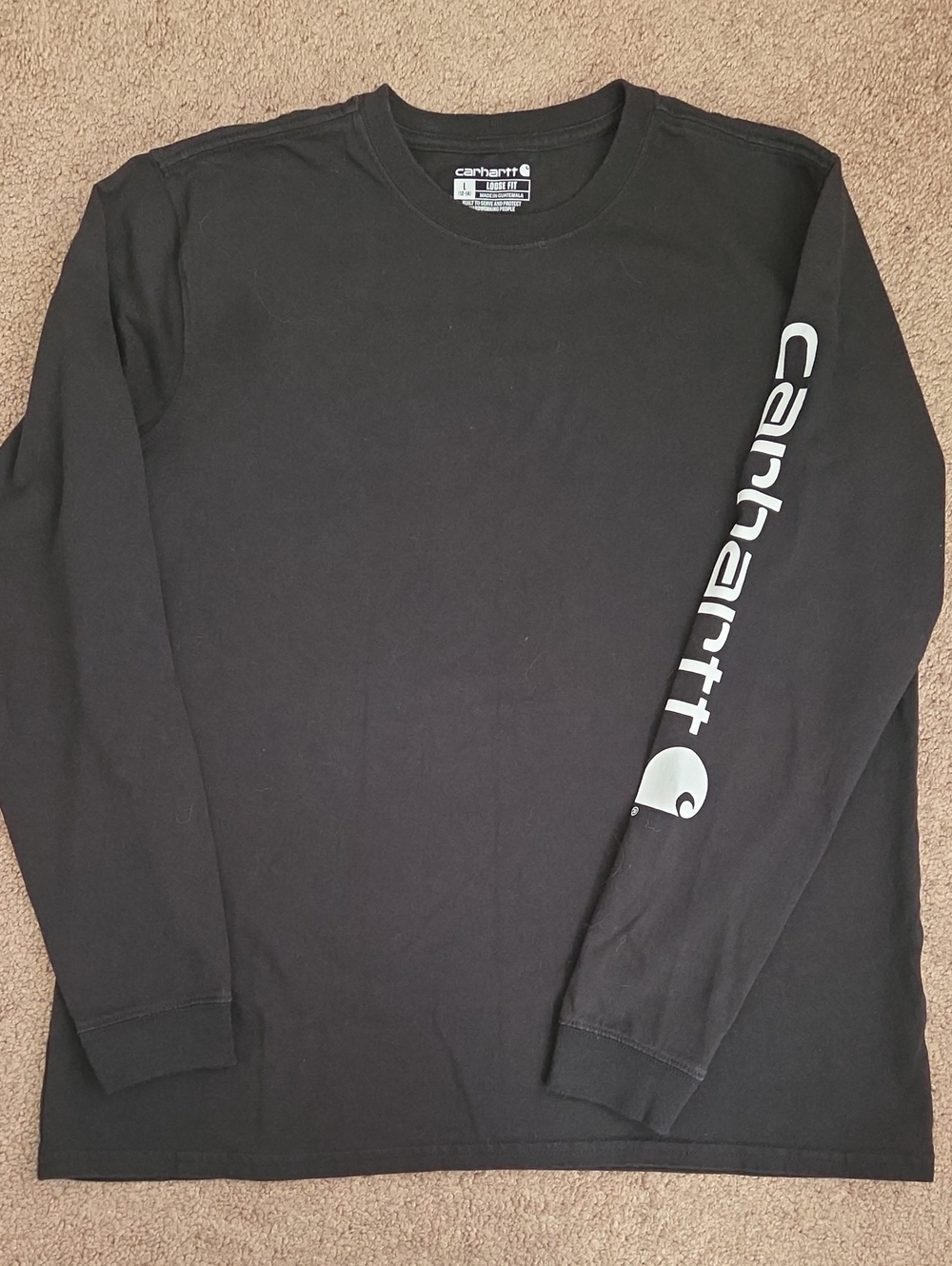 Carhartt Black Long Sleeve Tee with Sleeve Logo